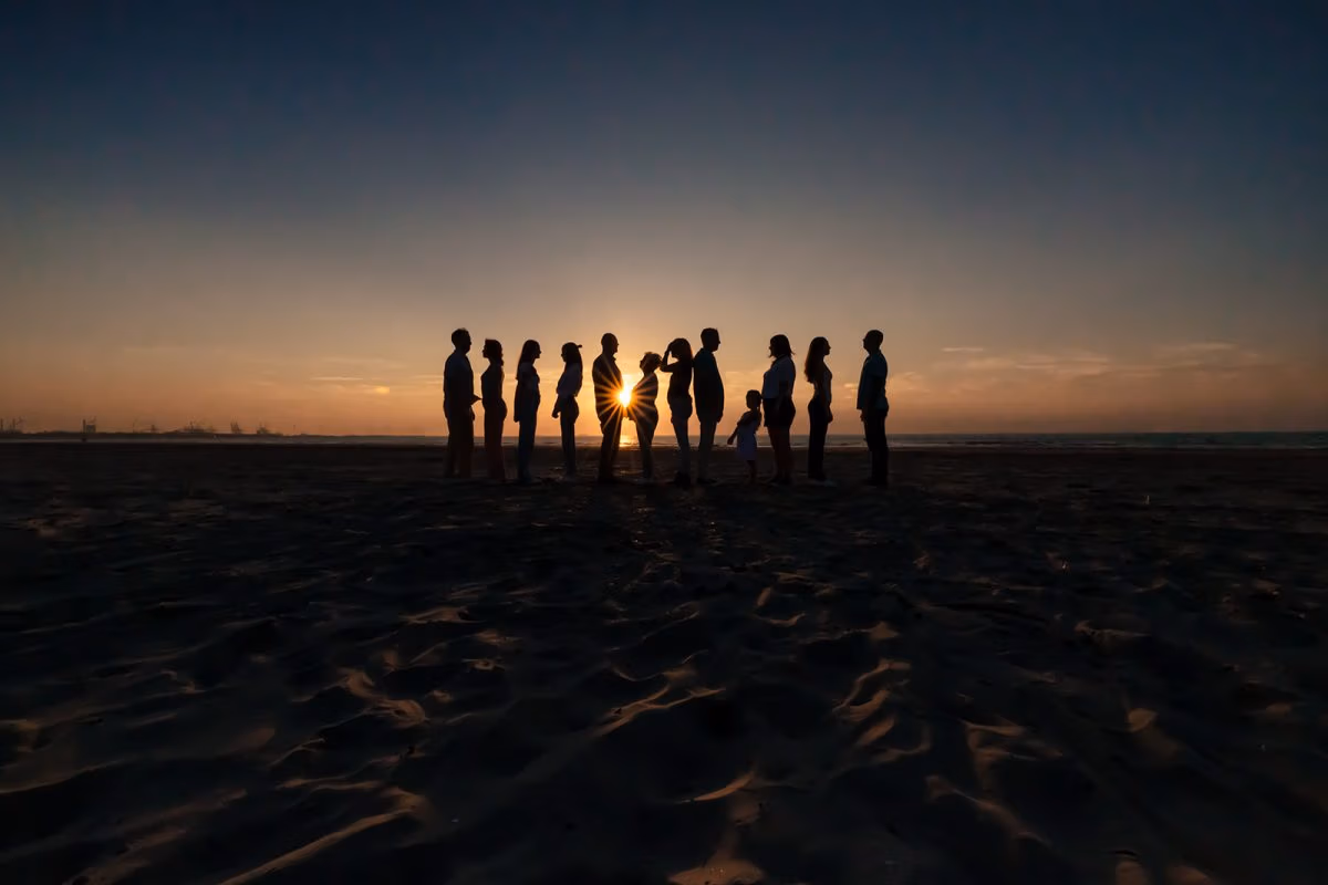 zonsondergang fotoshoot op het strand